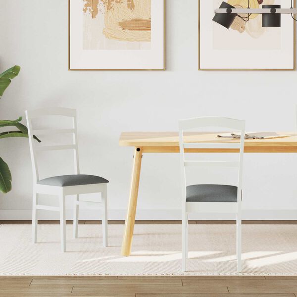 vidaXL Ruokatuoli 2 pcs Valkoinen ja Harmaa Massiivipuuta