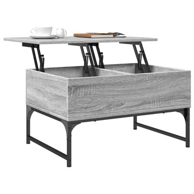 vidaXL Sohvapöytä harmaa Sonoma 70x50x40 cm tekninen puu ja metalli
