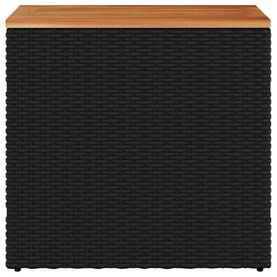 vidaXL Puutarhan sivupöytä puulevyllä musta 58x27,5x55 cm polyrottinki