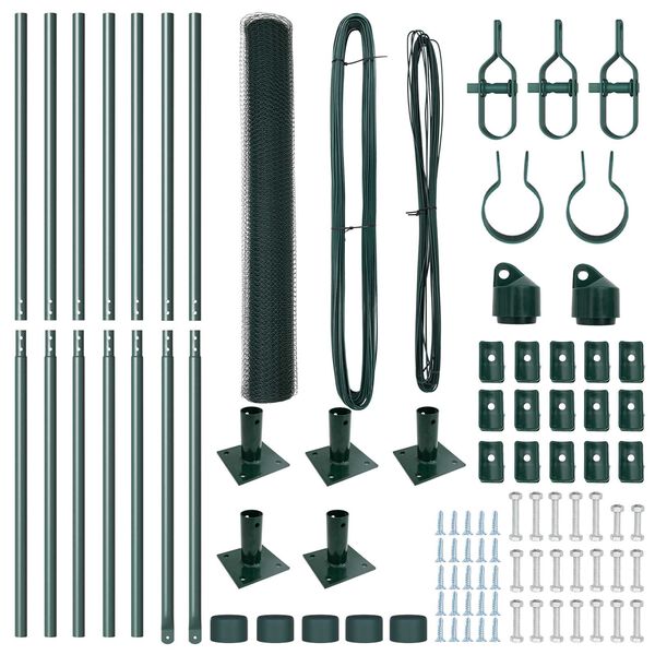 vidaXL Aitalatu Vihre&auml; 10 x 1 m (25 mm verkko) Ter&auml;st&auml; ja PVC:t&auml;