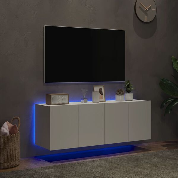 vidaXL TV-sein&auml;kaapit LED-valoilla 2 kpl valkoinen 60x35x41 cm