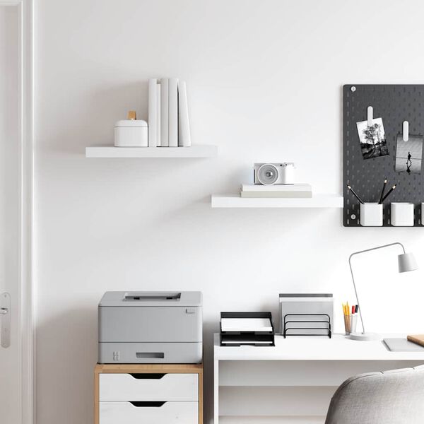 vidaXL Kelluvat sein&auml;hyllyt 2 kpl valkoinen 50x23x3,8 cm MDF