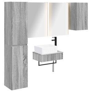 vidaXL Kylpyhuonekalustesetti 5 pcs Harmaa Sonoma Tekninen puu ja lasi