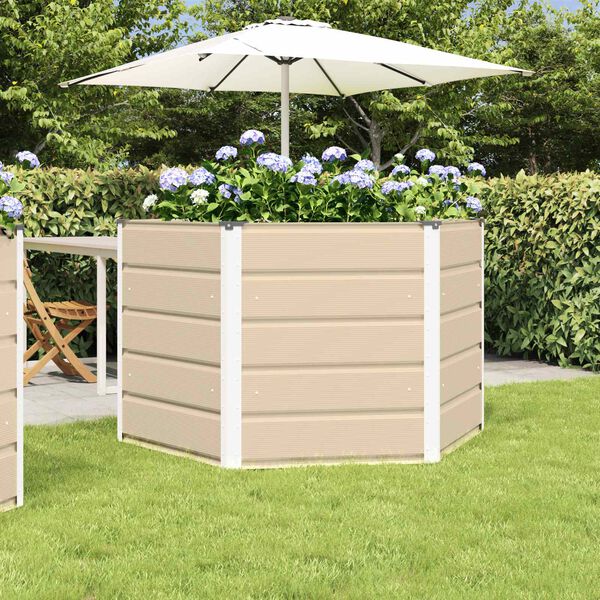 vidaXL Kukkalaatikko Ivoori 129 x 129 x75 cm Ter&auml;s