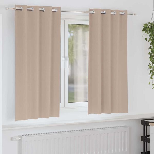 vidaXL Piment&auml;v&auml; verho renkailla 2 pcs Harmaanruskea 175 x 140 cm