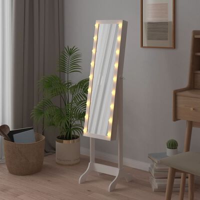vidaXL Vapaasti seisova peili LED-valoilla valkoinen 34x37x146 cm