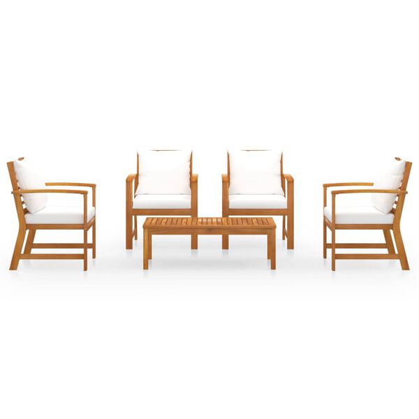 vidaXL 5-osainen Puutarhasohvasarja tyynyillä täysi akasiapuu