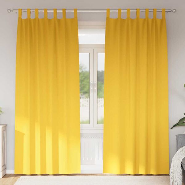 vidaXL Piment&auml;v&auml; verho renkailla 2 pcs Sinappikeltainen 245 x 140 cm