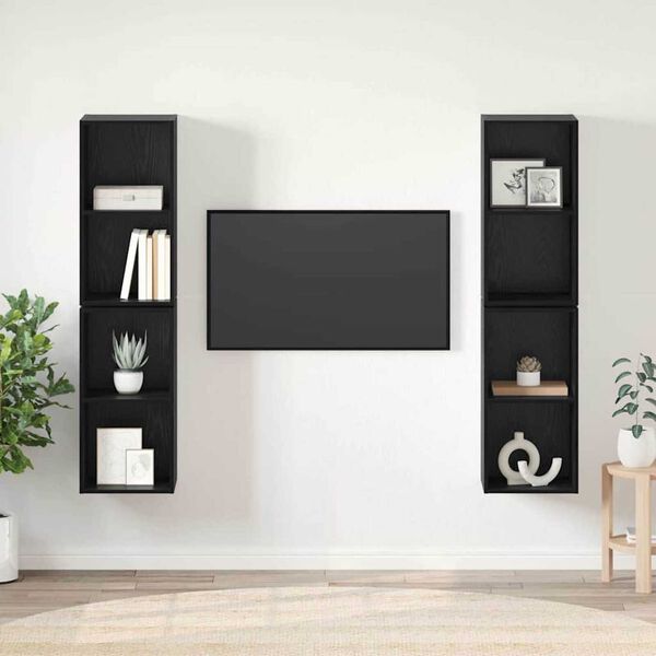 vidaXL TV-tasosetti 4 pcs Musta tammi. 37 x 37 x 72 cm Tekninen puu