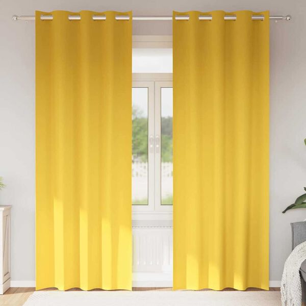 vidaXL Piment&auml;v&auml; verho renkailla 2 pcs Sinappikeltainen 260 x 140 cm