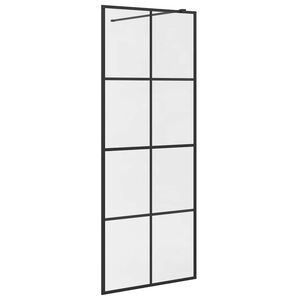 vidaXL Walk-in suihkun sein&auml;ke kirkas ESG-lasi 80x195 cm musta