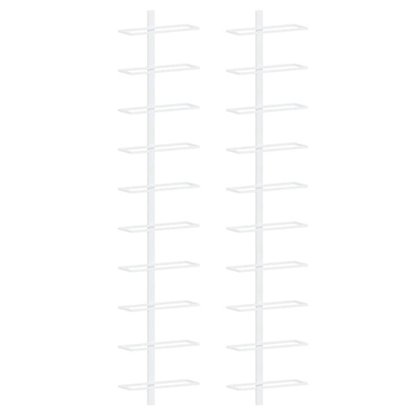 vidaXL Sein&auml;kiinnitett&auml;v&auml; viinipulloteline 10 pullolle 2 kpl valkoinen