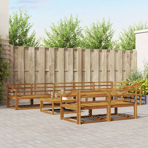 vidaXL Ulkosohvakokoelma 9 pcs Luonnollinen Tihe&auml; akasiapuu