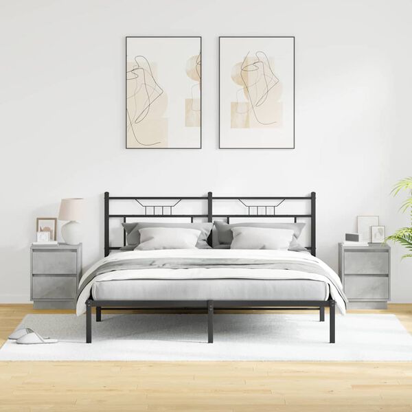 vidaXL Yöpöytäkaappi 2 pcs Betoni Harmaa 39 x 34,5 x 50 cm