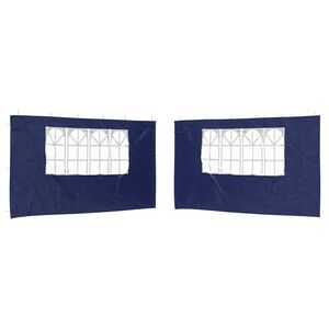 vidaXL Juhlateltan sivusein&auml; 2 kpl 400 x 195 cm Sininen PE ja ter&auml;s