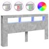 vidaXL S&auml;ngynp&auml;&auml;ty LED-valoilla betoninharmaa 200x18,5x103,5 cm puu