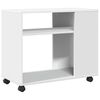 vidaXL Sivupöytä pyörillä valkoinen 70x35x60 cm tekninen puu