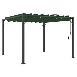 vidaXL Gazebo, jossa on s&auml;ilytyskatos 3,05 x 3,07 x 2,14 m Vihre&auml;