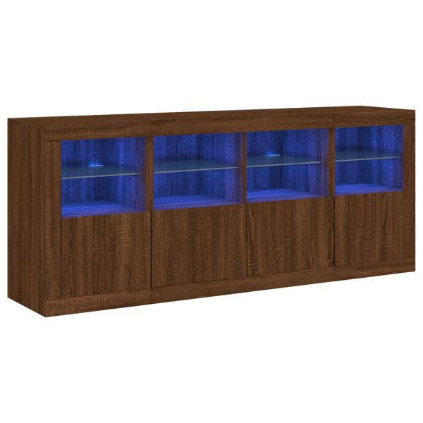 vidaXL Senkki LED-valoilla ruskea tammi 163x37x67 cm