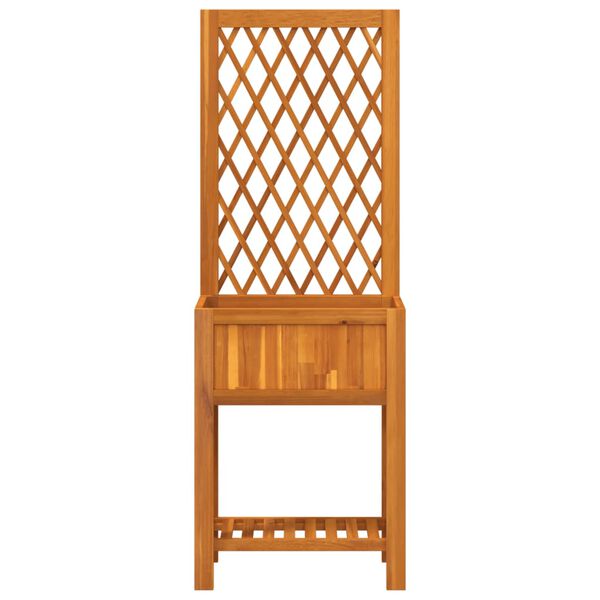 vidaXL Kukkalaatikko säleiköllä ja hyllyllä 55x29,5x152 cm akasiapuu