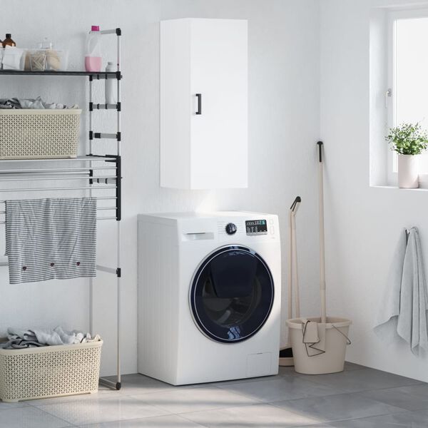 vidaXL Sein&auml;kiinnitett&auml;v&auml; kaappi valkoinen 34,5x34x90 cm