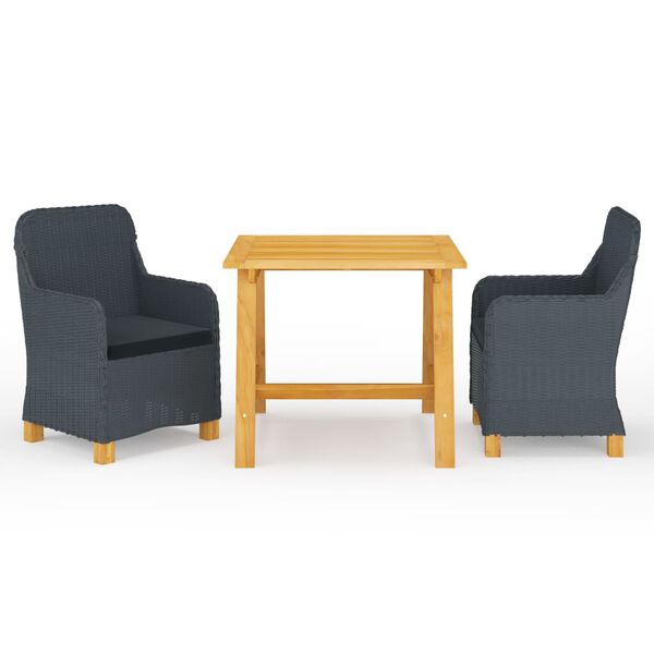 vidaXL 3-osainen Ulkoruokailuryhmä tummanharmaa