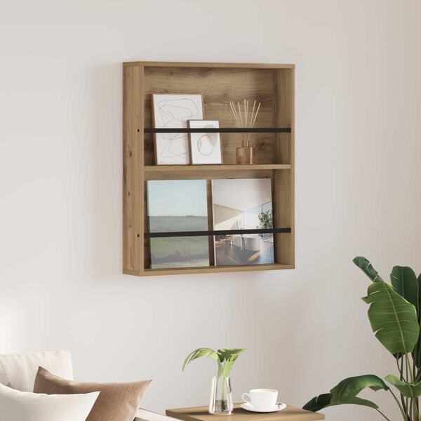 vidaXL Lehtiteline hyllyll&auml; Artisan tammi 60 x 12 x 70 cm Tekninen puu