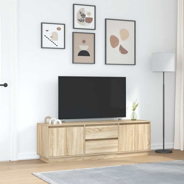 vidaXL TV-taso LED-valoilla Sonoma-tammi 160,5x41x50 cm