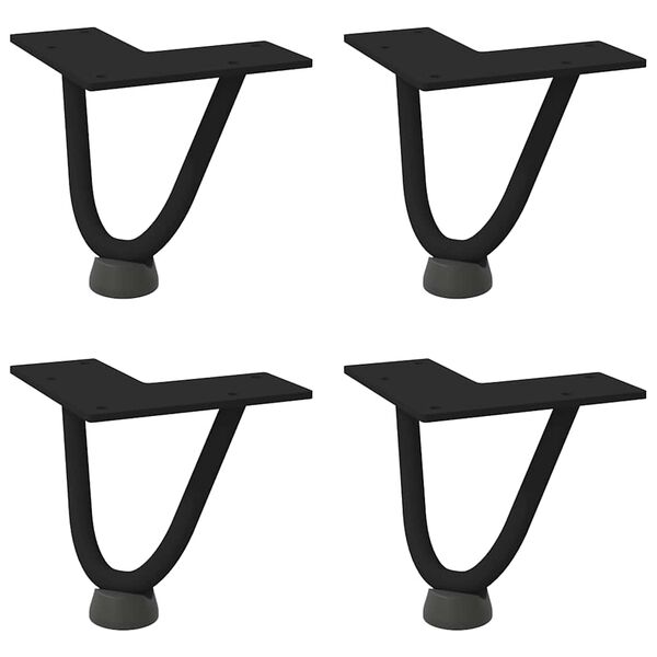 vidaXL Sohvapöydän hiusneulajalat 4 kpl musta 10 cm täysteräs