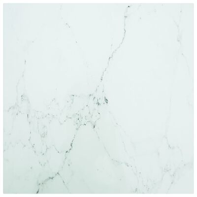 vidaXL Pöytälevy valkoinen 70x70 cm 6 mm karkaistu lasi marmorikuvio