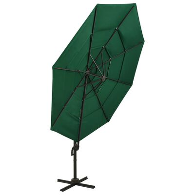vidaXL 4-tasoinen aurinkovarjo alumiinitanko vihreä 3x3 m