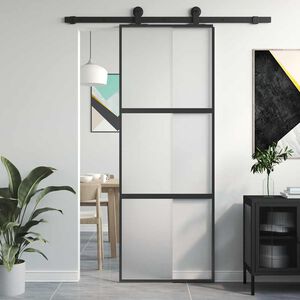 vidaXL Liukuovi musta 76x205 cm karkaistu lasi ja alumiini