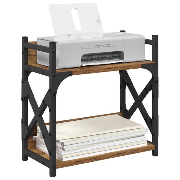 vidaXL Tulostinpidike Vanha Puu 40 x 20 x 40 cm Tekninen puu