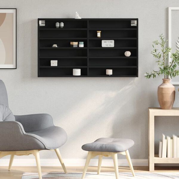 vidaXL Vitriinikaappi musta 100x8,5x58 cm tekninen puu