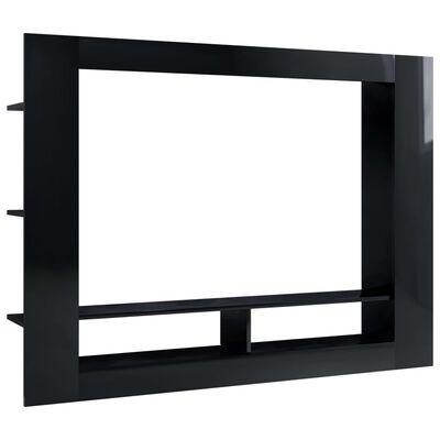 vidaXL TV-taso korkeakiilto musta 152x22x113 cm lastulevy