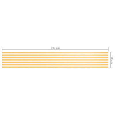 vidaXL Parvekkeen suoja valkoinen ja keltainen 90x600 cm Oxford kangas