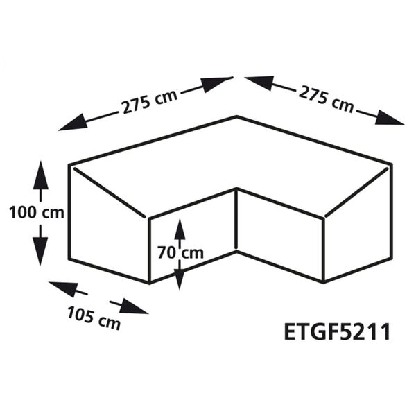 Eurotrail Ulkosohvan suoja L-muotoinen 275x275x100/70 cm harmaa