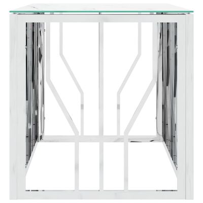 vidaXL Sohvapöytä hopea 110x45x45 cm ruostumaton teräs ja lasi