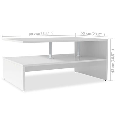 vidaXL Kahvipöytä Lastulevy 90x59x42 cm Valkoinen