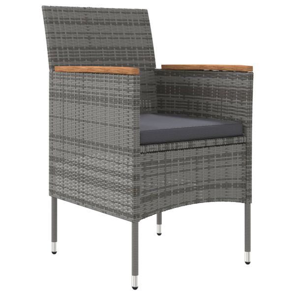 vidaXL 7-osainen Ulkoruokailuryhm&auml; tyynyill&auml; harmaa ja musta