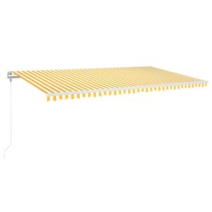 vidaXL Automaattisesti sis&auml;&auml;nkelattava markiisi 600x350 cm keltavalk.