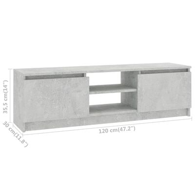 vidaXL TV-taso betoninharmaa 120x30x35,5 cm lastulevy