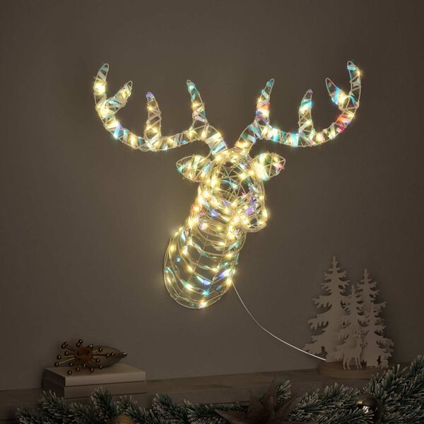 vidaXL Poron vet&auml;m&auml; joulusleigh 140 LED-valoilla L&auml;mmin valkoinen PET