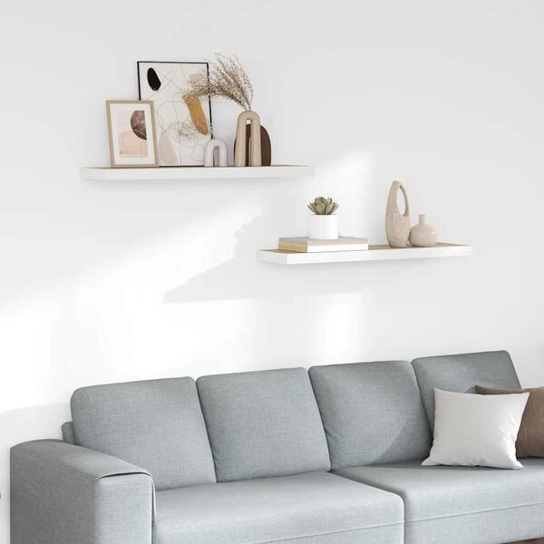 vidaXL Kelluvat sein&auml;hyllyt 2 kpl tammi ja valkoinen 90x23,5x3,8 MDF