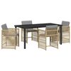 vidaXL Piharuokailu setti 5 pcs Beige polyrottinki