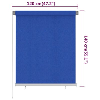 vidaXL Rullaverho ulkotiloihin 120x140 cm sininen HDPE