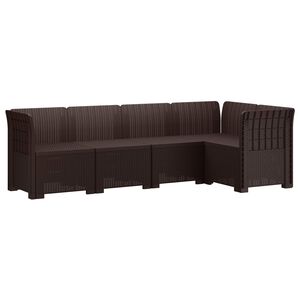 vidaXL 5-Hengen Puutarhasohva Rottinkilook PP Ruskea