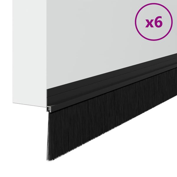 vidaXL Itsekiinnittyv&auml;t oven harjatiivisteet 6 pcs Musta 100 cm