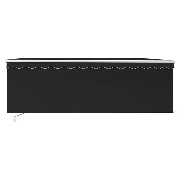 vidaXL K&auml;sin sis&auml;&auml;nkelattava markiisi verhot ja LED 4x3 m antrasiitti