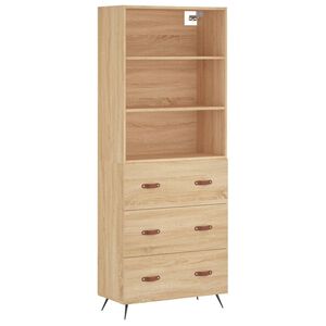 vidaXL Kaappi Sonoma tammi 69,5x34x180 cm tekninen puu
